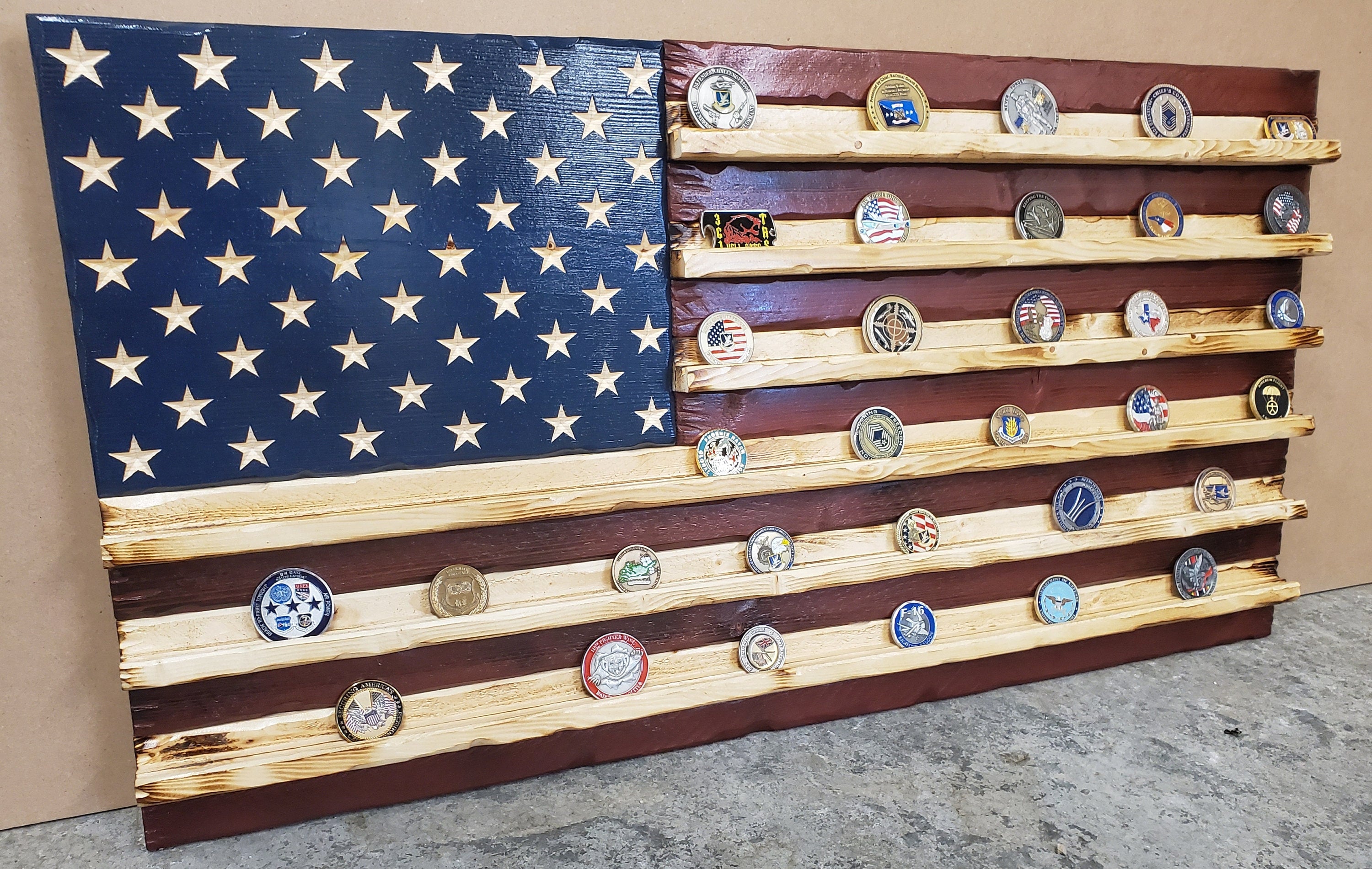 Rustic Challenge Coin Holder Flag, Wood American Flag, Pallet American Flag, Wood Flag, Wooden Flag, Wood Sign, Wood Art, Wood Working