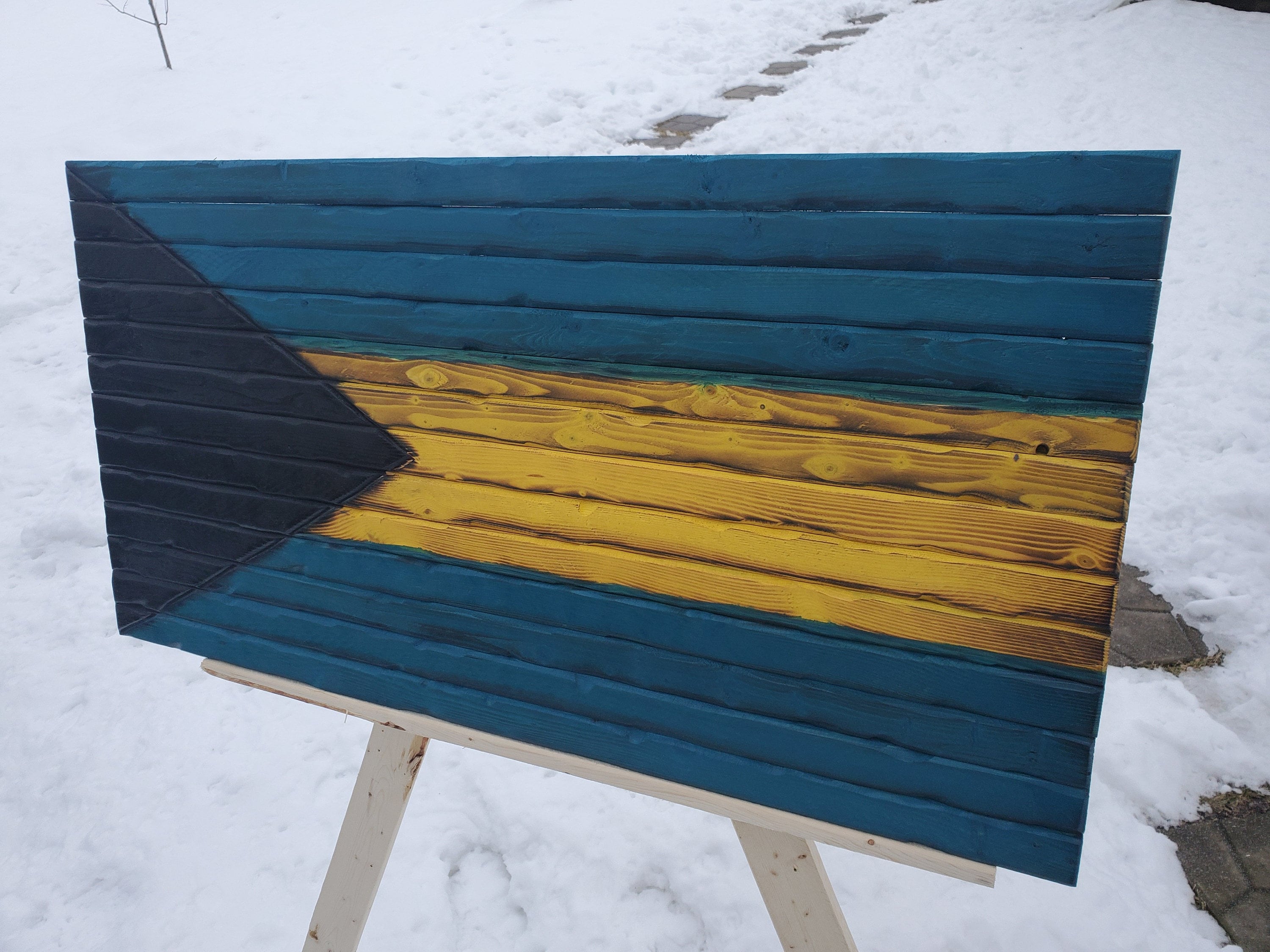 Bahamian Hand-carved Flag Bahamas