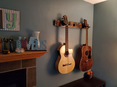 Whiskey Barrel Stave 2 Guitar Holder, Whiskey Barrel Stave Guitar Wall Mount, Guitar Hanger, Guitar Rack, Rustic Guitar Hanger