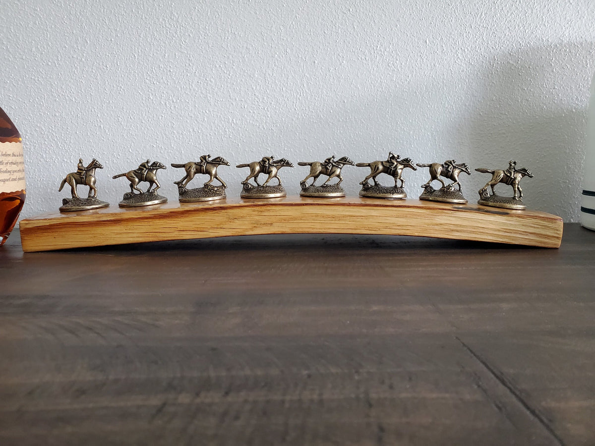 Blanton’s bottle stopper display made from a reclaimed barrel stave