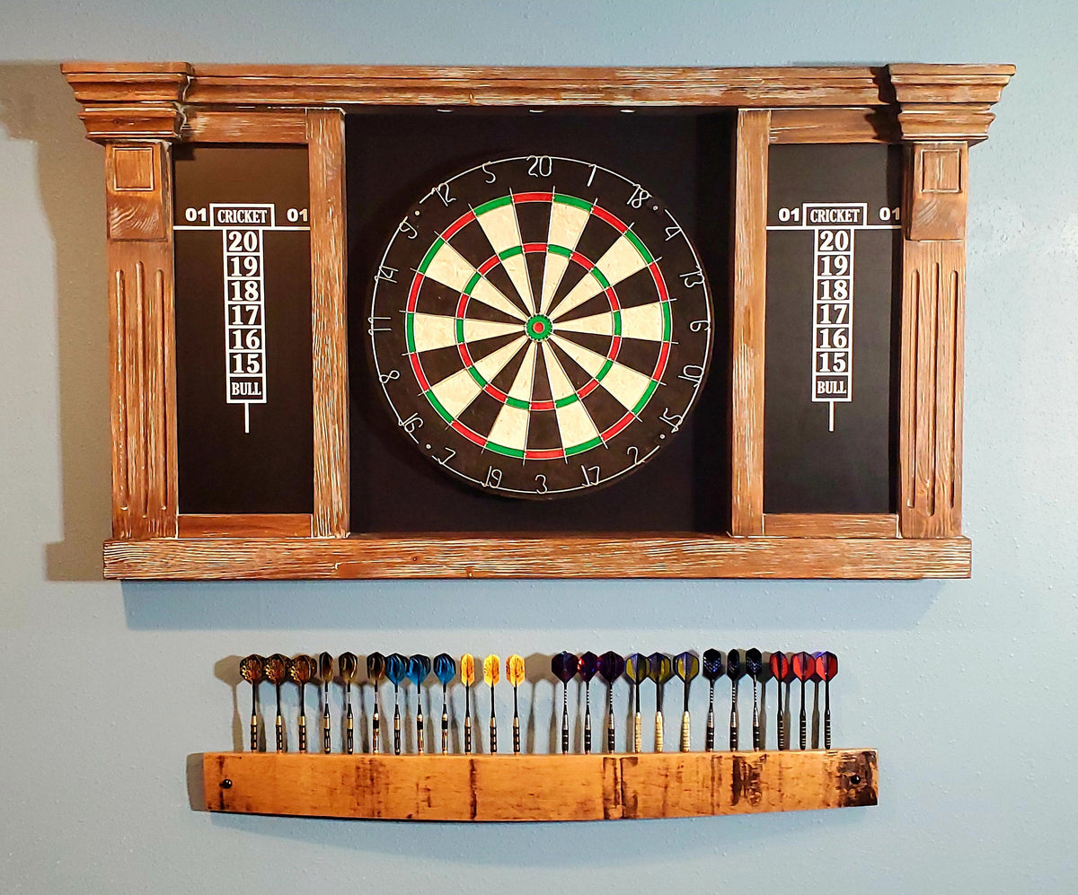Whiskey barrel stave dart holder