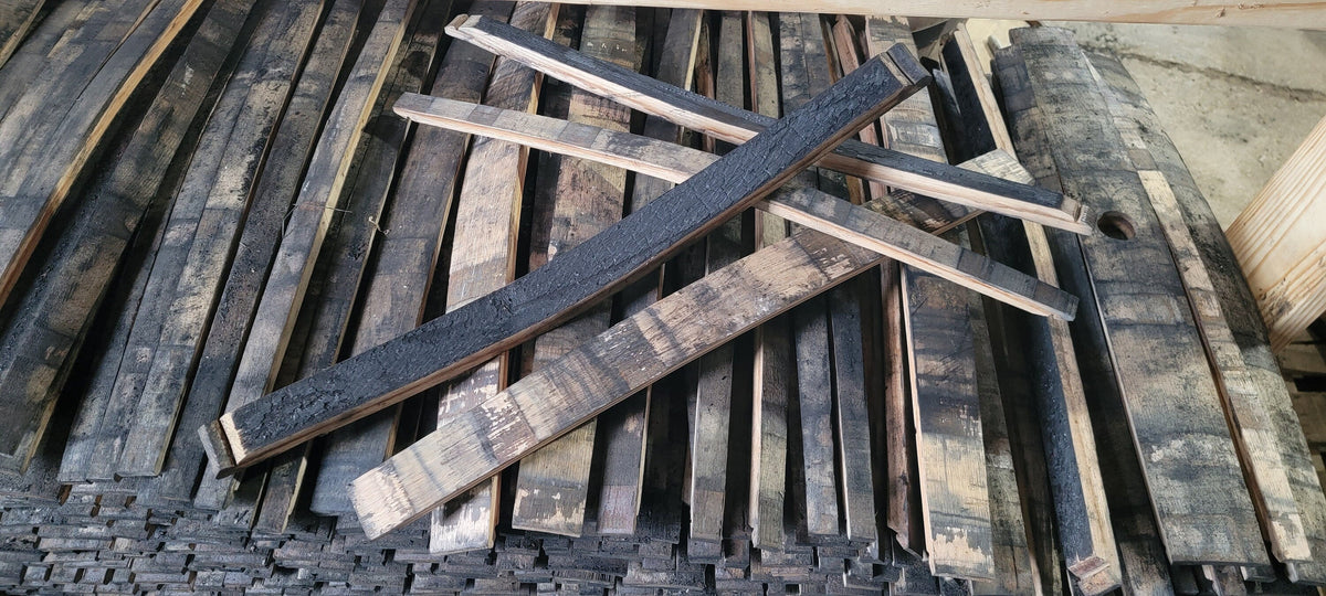 Reclaimed whiskey barrel staves for woodworking and DIY projects