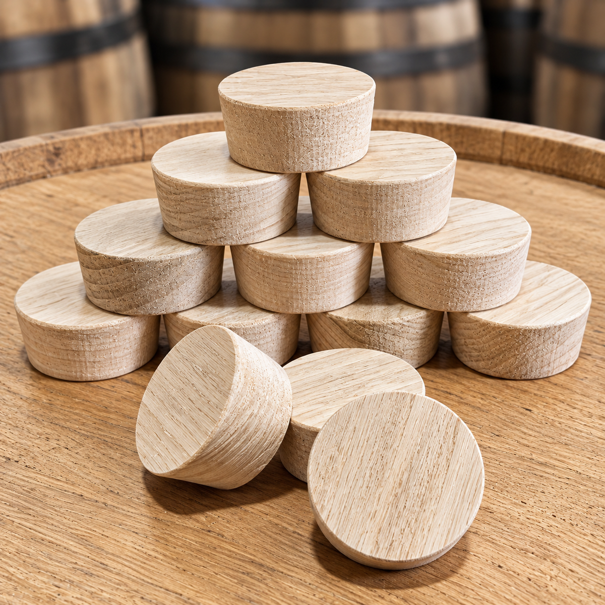 2-inch white oak bourbon barrel bung plugs