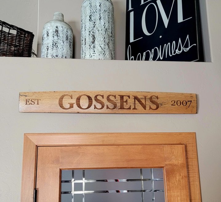 Personalized Whiskey Barrel Stave Family Sign
