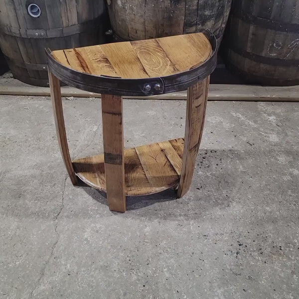 FREE SHIPPING! Whiskey Barrel End Table - Half Barrel Head End Table, Man Cave Decor, Barrel Bar, Father's Day, Gifts for Him