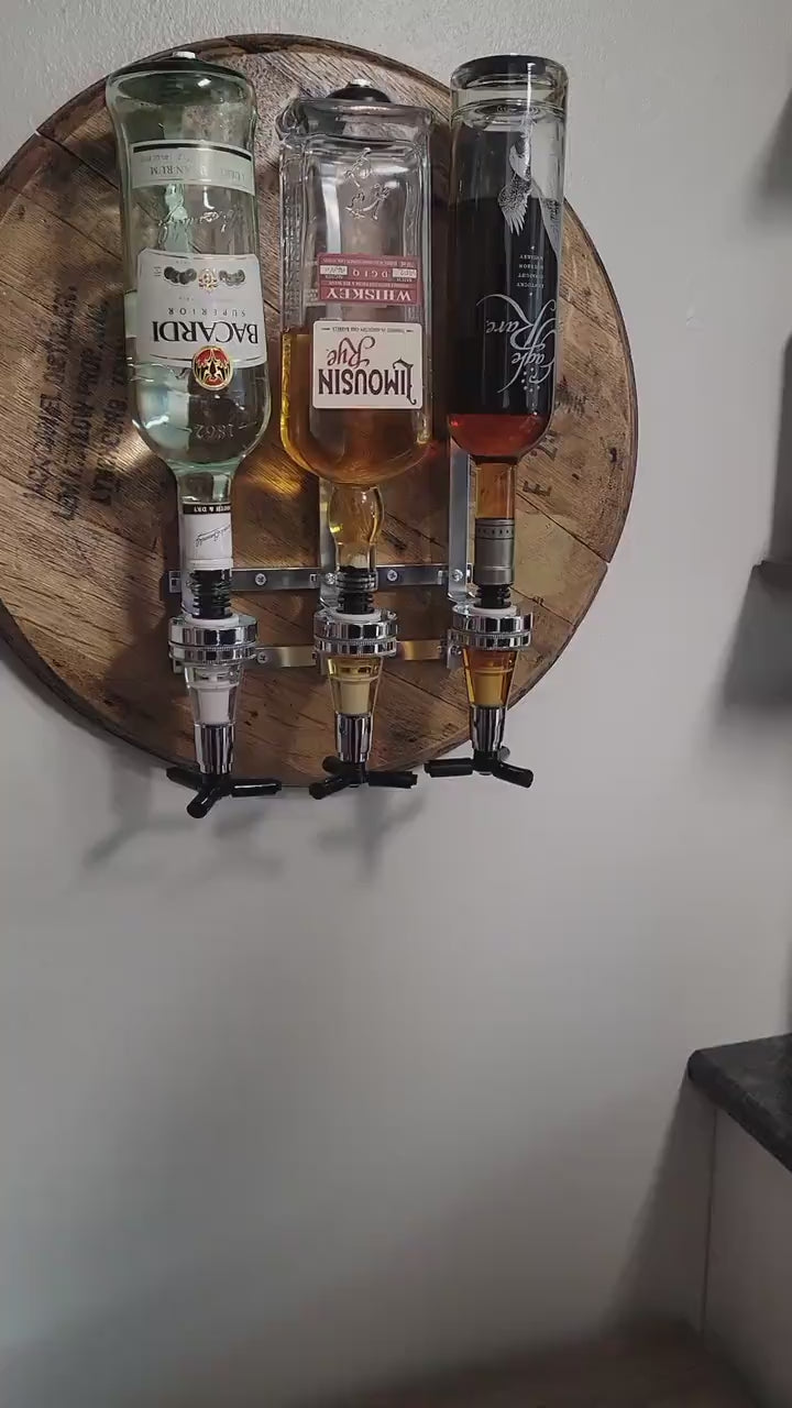 Bourbon Dispenser, Liquor Dispenser, Wall Mount Liquor Dispenser, Man Cave Decor, Barrel Bar, Father's Day, Gifts for Him