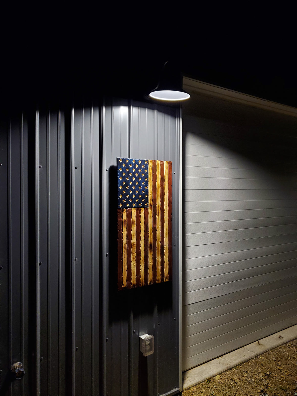 Vertical Rustic Wooden American Flag