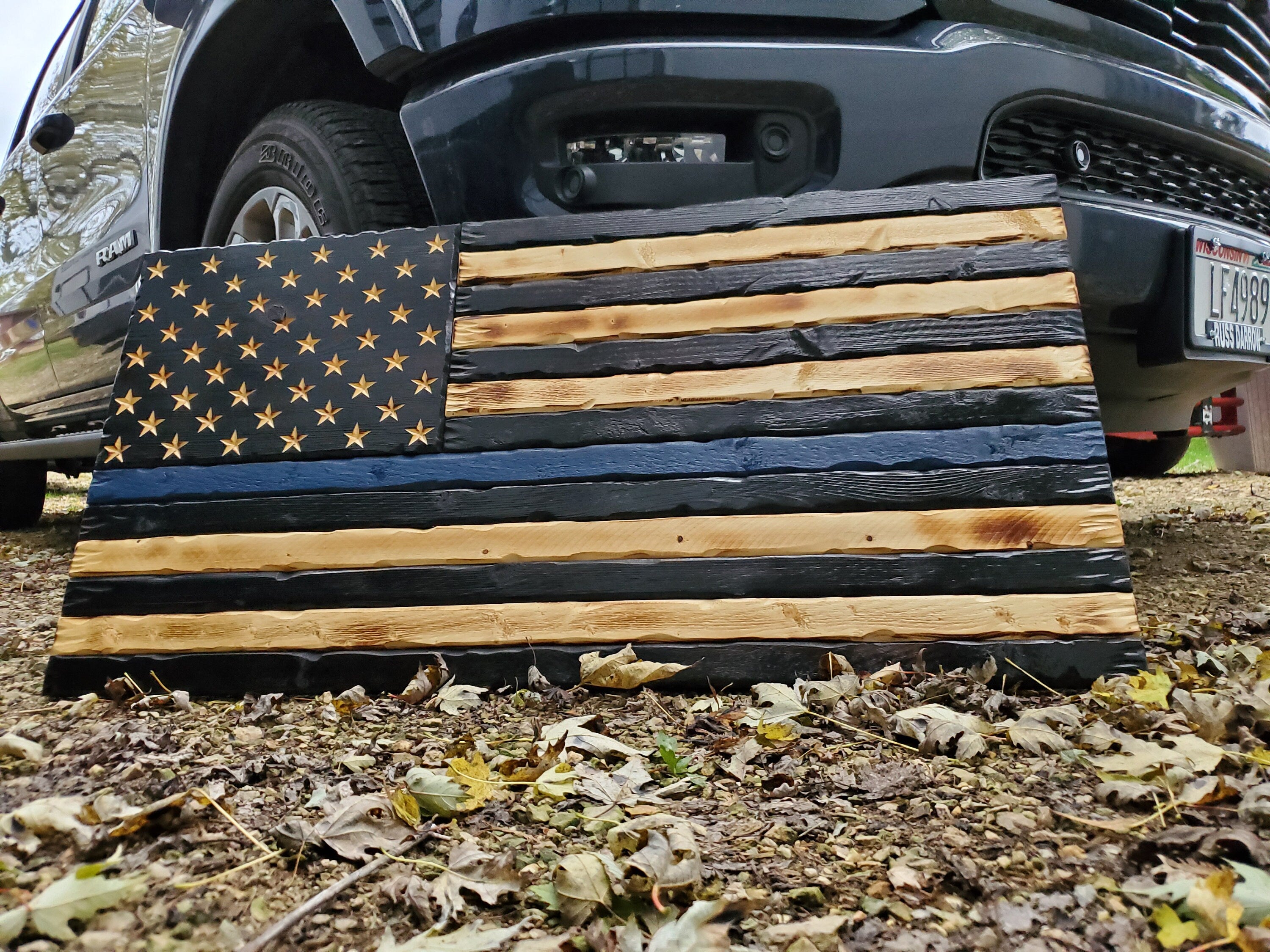 Thin Blue Line Rustic Flag,  Wood American Flag, Pallet American Flag, Wood Flag, Wooden Flag, Wood Sign, Wood Art, Wood Working
