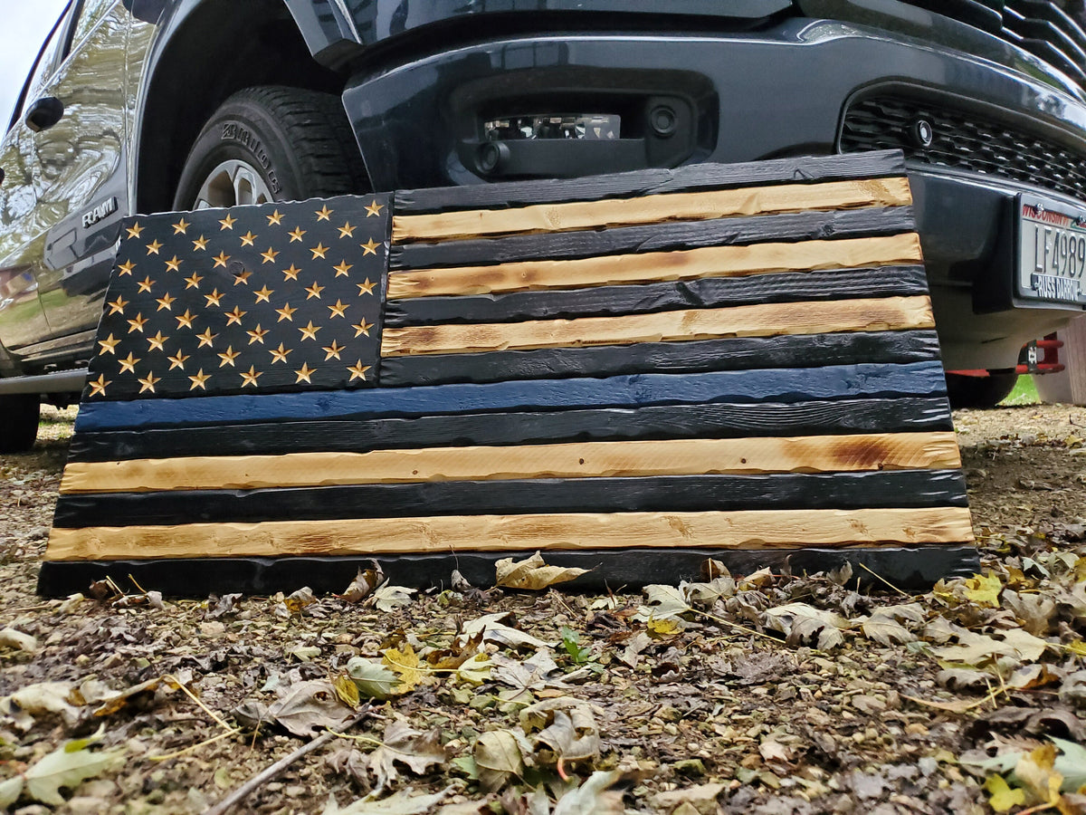 Thin Blue Line Rustic Flag,  Wood American Flag, Pallet American Flag, Wood Flag, Wooden Flag, Wood Sign, Wood Art, Wood Working