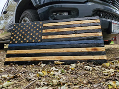 Thin Blue Line Rustic Flag,  Wood American Flag, Pallet American Flag, Wood Flag, Wooden Flag, Wood Sign, Wood Art, Wood Working