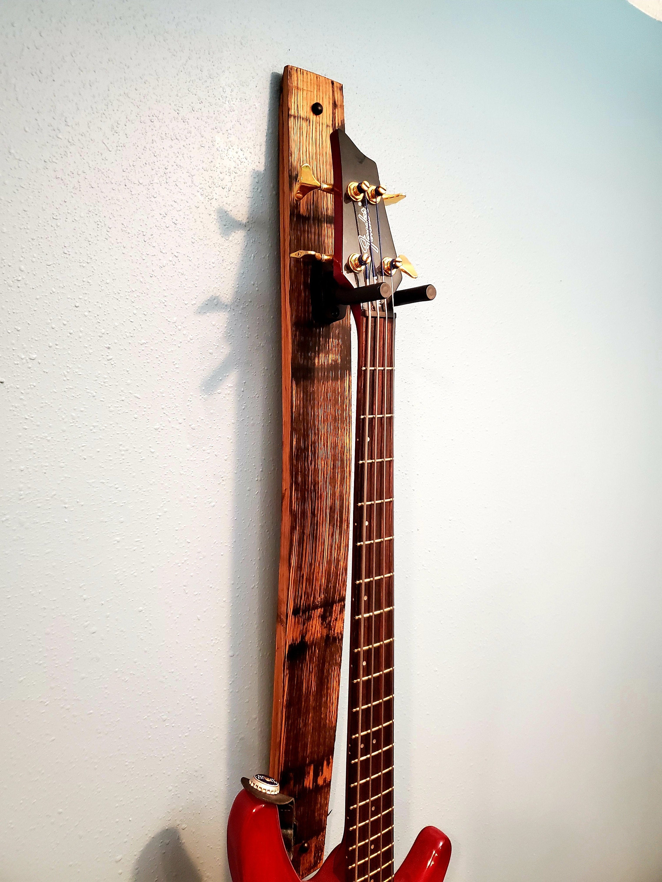 Whiskey Barrel Stave 1 Vertical guitar Holder, Whiskey Barrel Stave Guitar Wall Mount, Guitar Hanger, Guitar Rack, Rustic Guitar Hanger