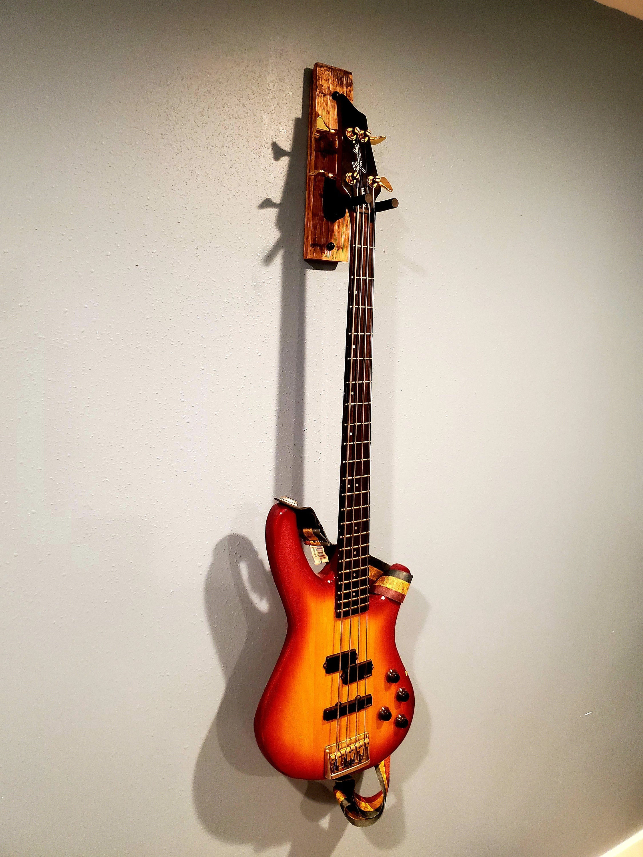 Whiskey Barrel Stave wall mount guitar Holder, Whiskey Barrel Stave Guitar Wall Mount, Guitar Hanger, Guitar Rack, Rustic Guitar Hanger Smal