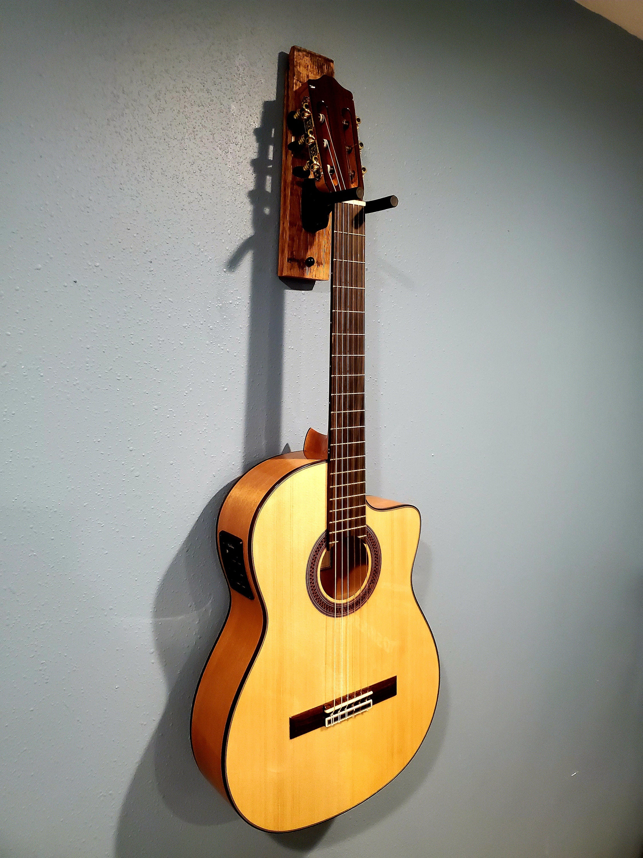 Whiskey Barrel Stave wall mount guitar Holder, Whiskey Barrel Stave Guitar Wall Mount, Guitar Hanger, Guitar Rack, Rustic Guitar Hanger Smal