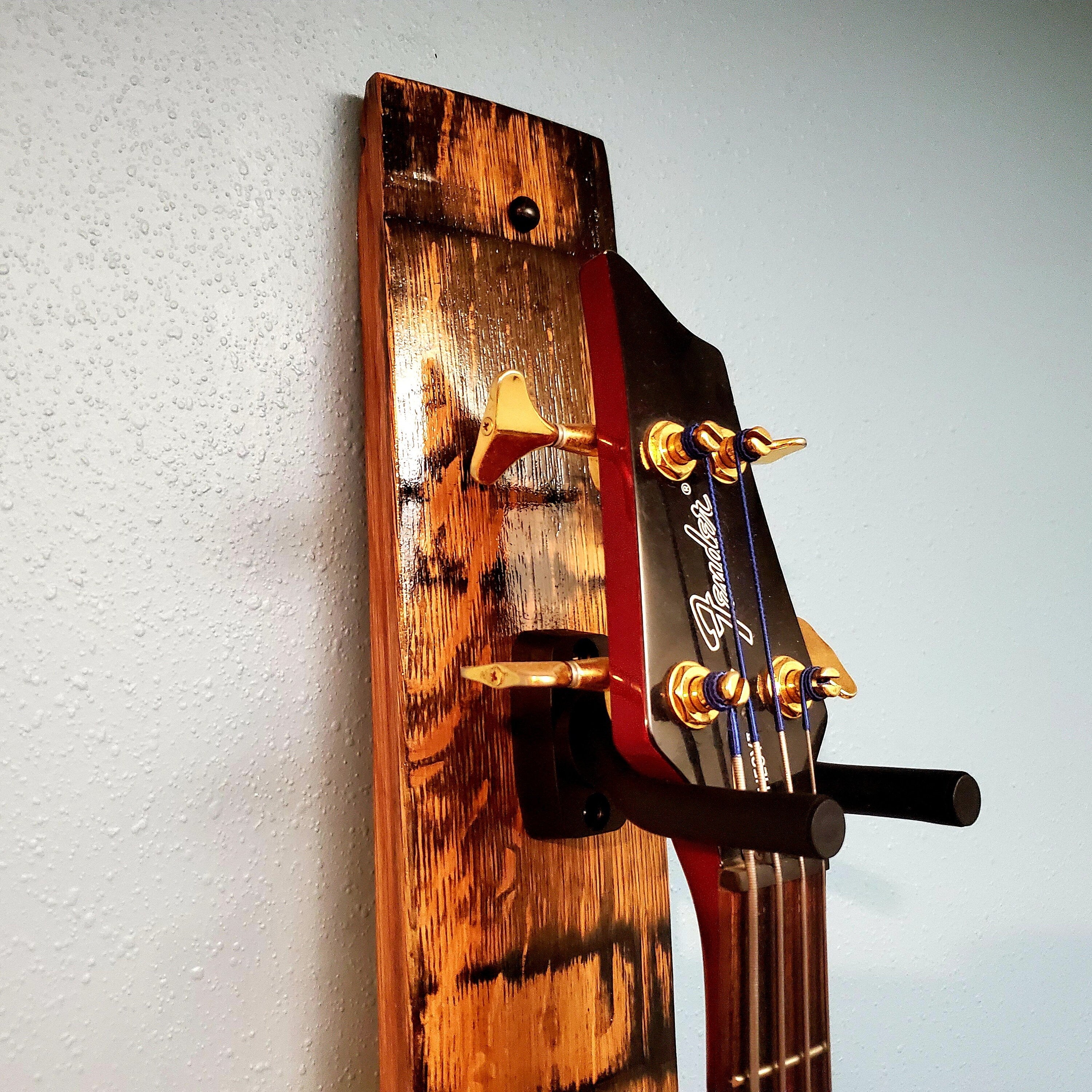 Bung Whiskey Barrel Stave Vertical guitar Holder, Whiskey Barrel Stave Guitar Wall Mount, Guitar Hanger, Guitar Rack, Rustic Guitar Hanger