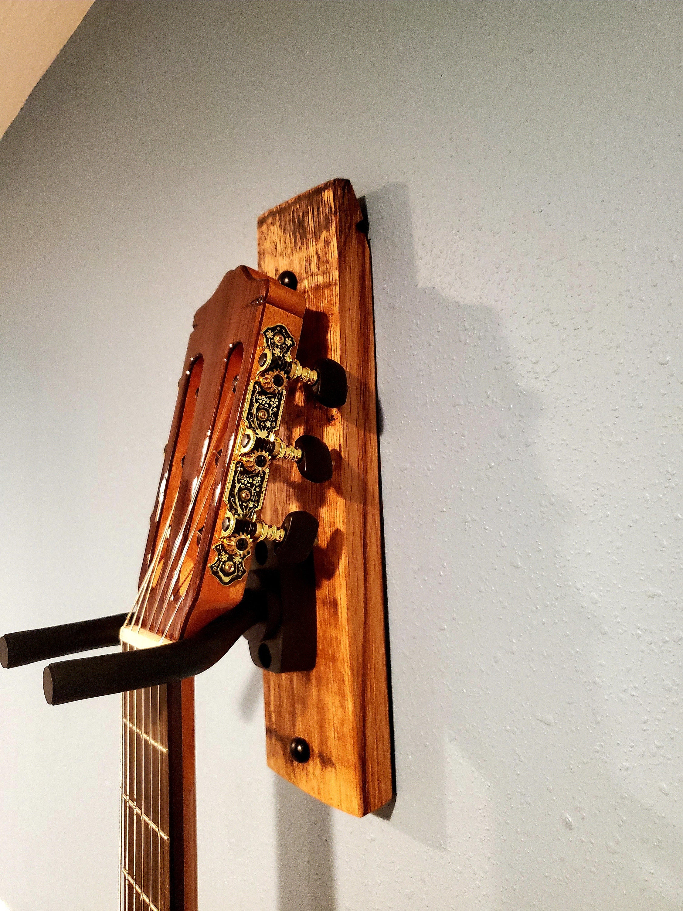 Whiskey Barrel Stave wall mount guitar Holder, Whiskey Barrel Stave Guitar Wall Mount, Guitar Hanger, Guitar Rack, Rustic Guitar Hanger Smal