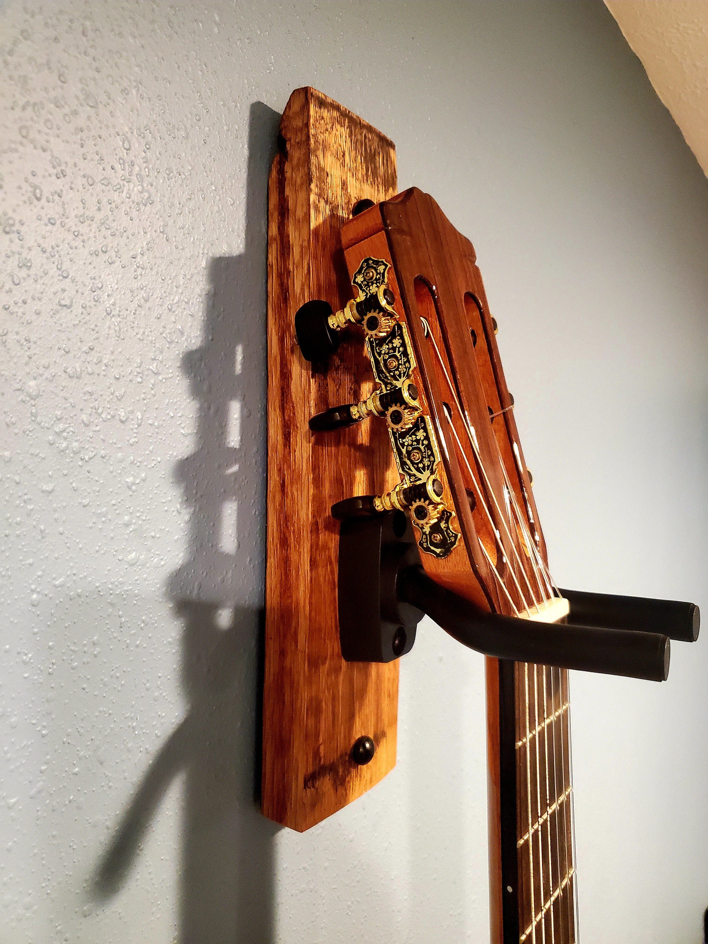 Whiskey Barrel Stave wall mount guitar Holder, Whiskey Barrel Stave Guitar Wall Mount, Guitar Hanger, Guitar Rack, Rustic Guitar Hanger Smal