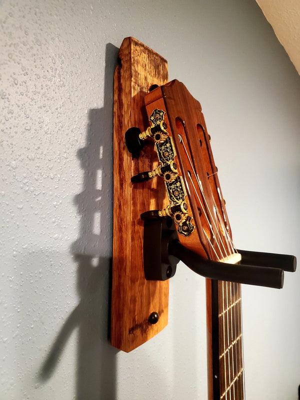 Whiskey Barrel Stave wall mount guitar Holder, Whiskey Barrel Stave Guitar Wall Mount, Guitar Hanger, Guitar Rack, Rustic Guitar Hanger Smal