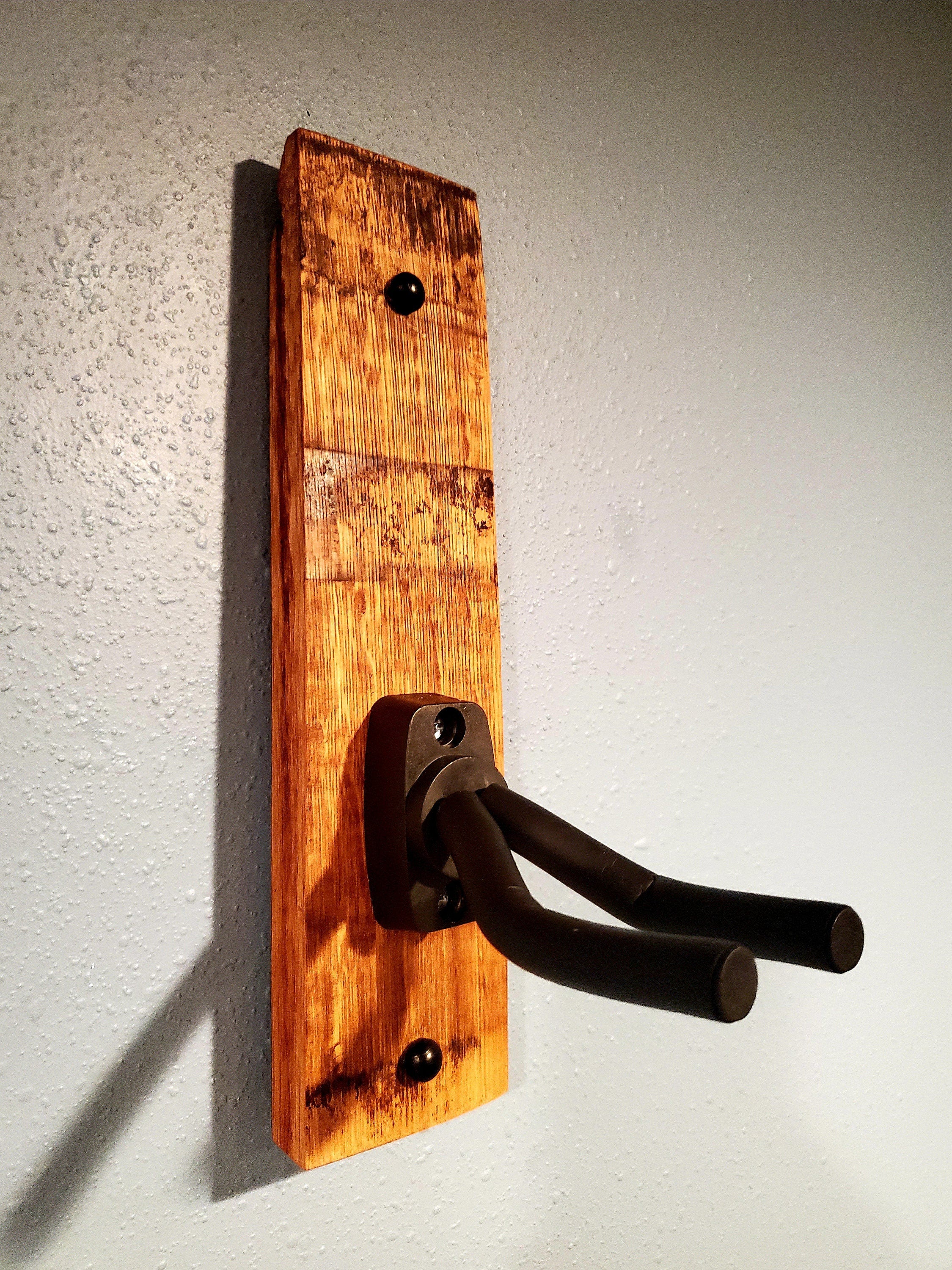 Whiskey Barrel Stave wall mount guitar Holder, Whiskey Barrel Stave Guitar Wall Mount, Guitar Hanger, Guitar Rack, Rustic Guitar Hanger Smal