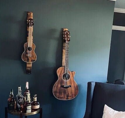 Whiskey Barrel Stave 1 Vertical guitar Holder, Whiskey Barrel Stave Guitar Wall Mount, Guitar Hanger, Guitar Rack, Rustic Guitar Hanger