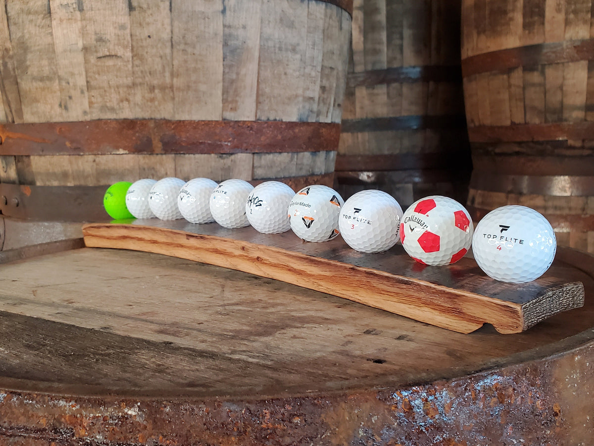 Golf Ball Display, Bourbon stave display, Whiskey Golf ball holder, Bourbon barrel golf display, Golf balls stave, golf ball holder Main image