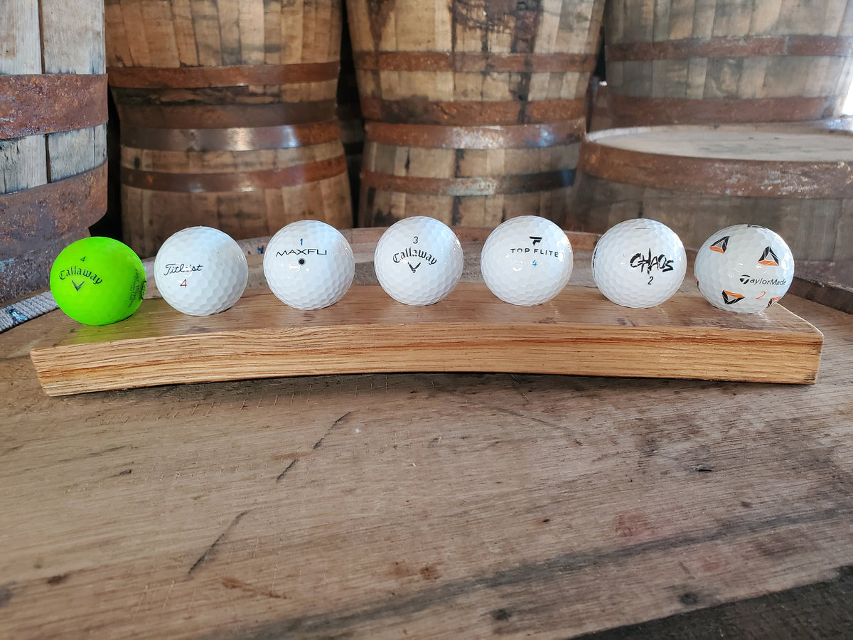 Golf Ball Display, Bourbon stave display, Whiskey Golf ball holder, Bourbon barrel golf display, Golf balls stave, golf ball holder