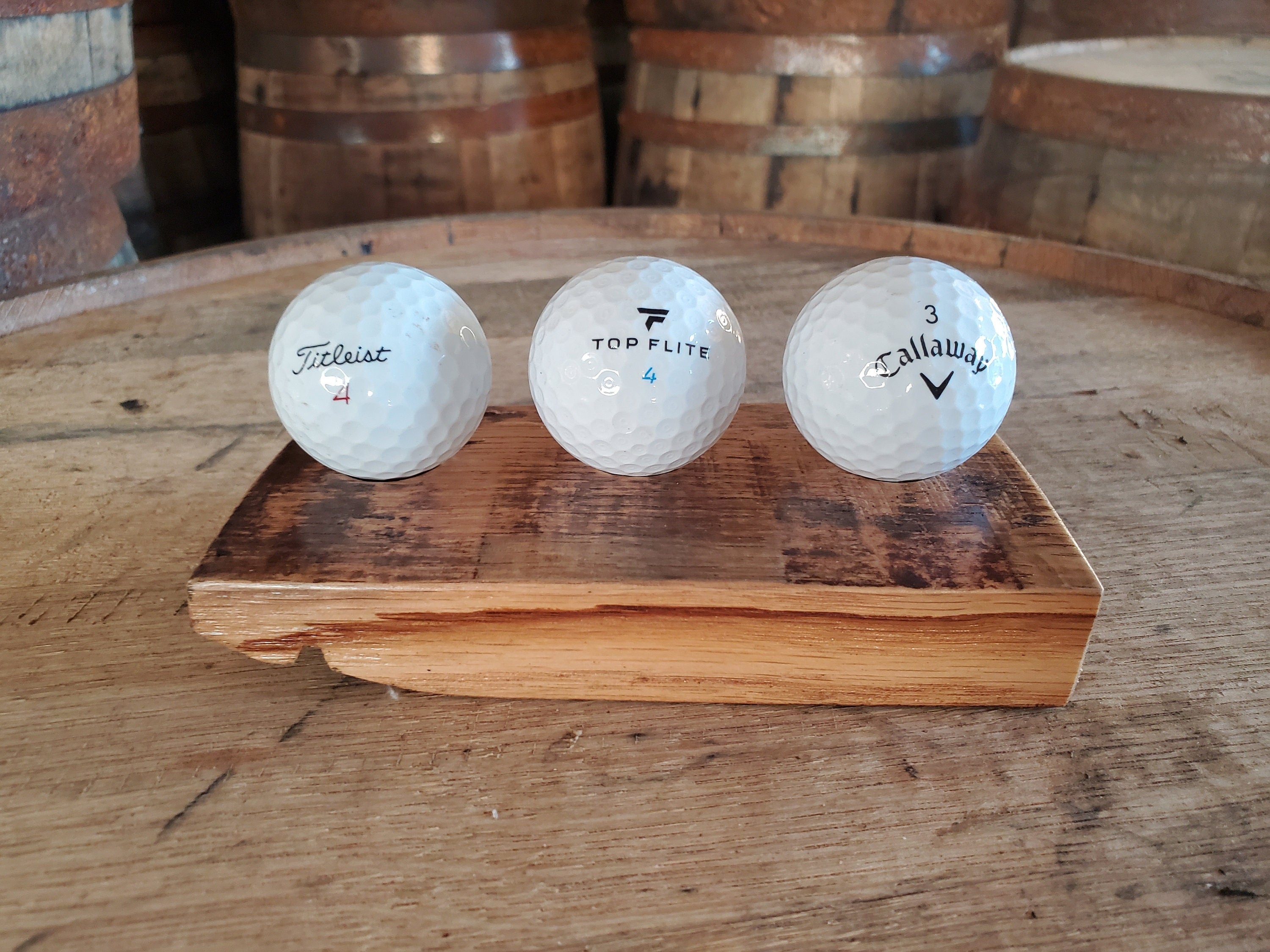 Golf Ball Display, Bourbon stave display, Whiskey Golf ball holder, Bourbon barrel golf display, Golf balls stave, golf ball holder