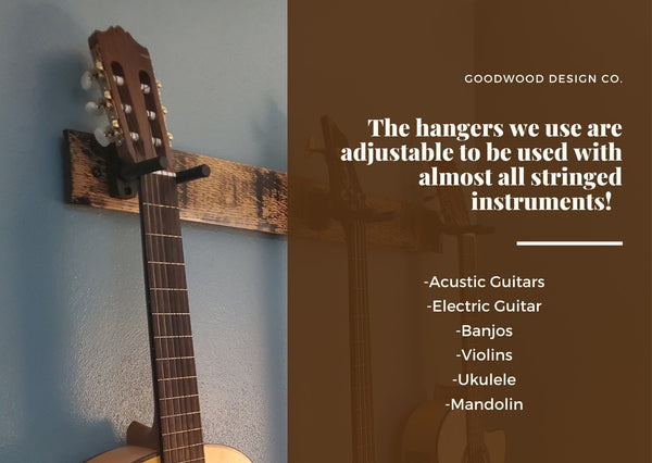 Whiskey Barrel Stave 2 Guitar Holder, Whiskey Barrel Stave Guitar Wall Mount, Guitar Hanger, Guitar Rack, Rustic Guitar Hanger
