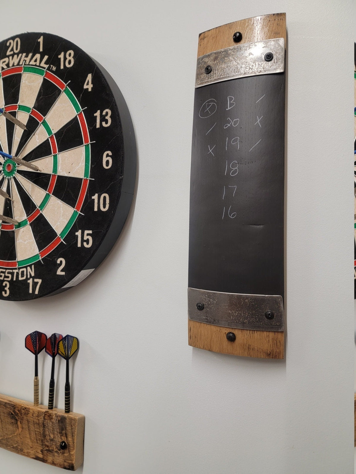 Whiskey Stave Dart Scoreboard Bourbon dartboard rec room gifts Whiskey barrel
