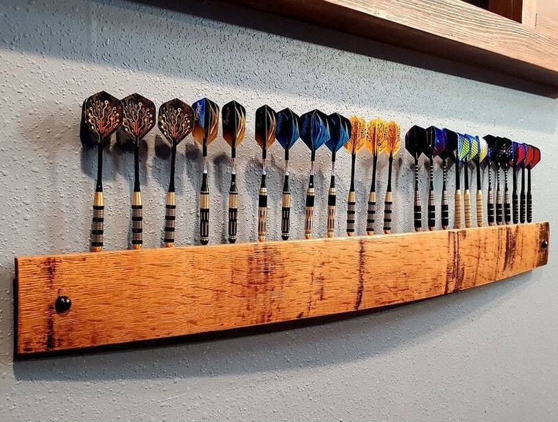 The Original Whiskey Stave Dart Holder Bourbon dartboard rec room gifts Whiskey barrel