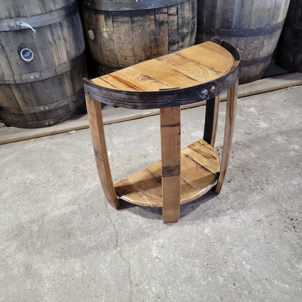 FREE SHIPPING! Whiskey Barrel End Table - Half Barrel Head End Table, Man Cave Decor, Barrel Bar, Father's Day, Gifts for Him