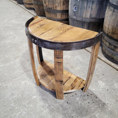 FREE SHIPPING! Whiskey Barrel End Table - Half Barrel Head End Table, Man Cave Decor, Barrel Bar, Father's Day, Gifts for Him